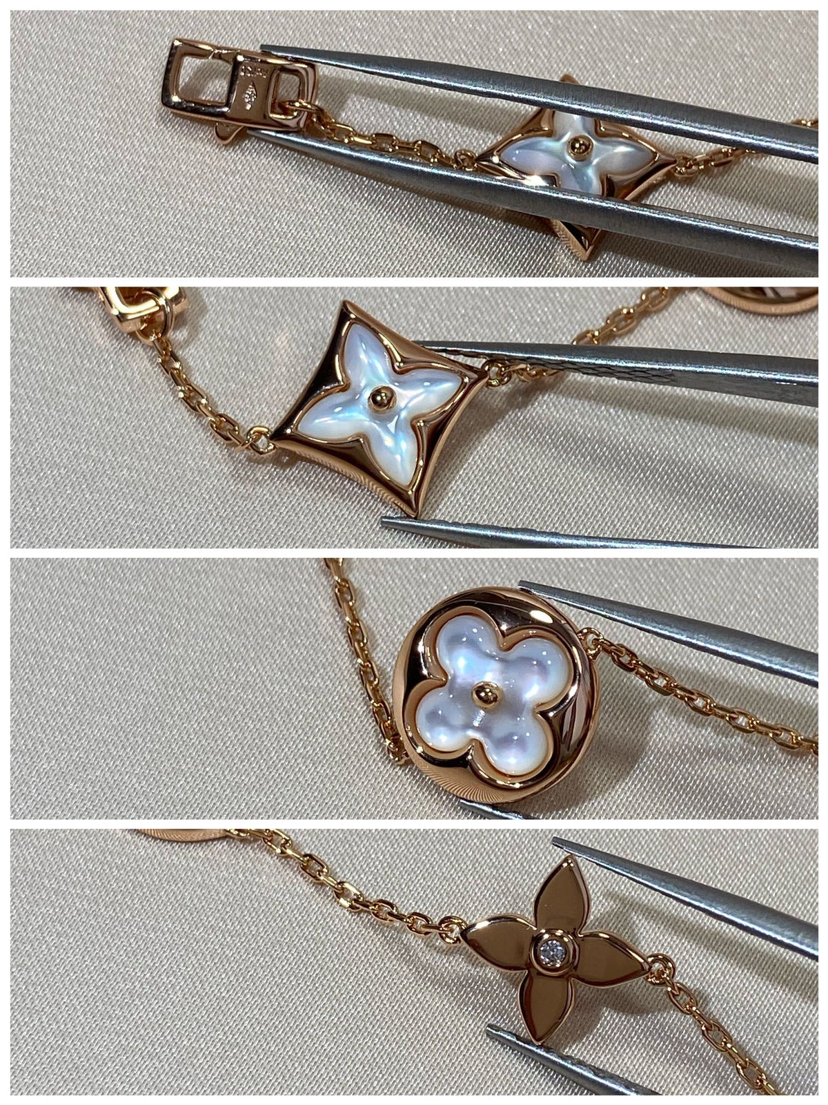[Solara Jewelry ]STAR AND SUN 5 MOTIF MOP ピンクゴールドブレスレット