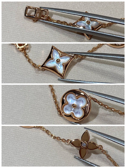 [Solara Jewelry ]STAR AND SUN 5 MOTIF MOP ピンクゴールドブレスレット