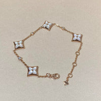 [Solara Jewelry ]STAR 4 MOTIF MOP DIAMOND PINK GOLD BRACELET