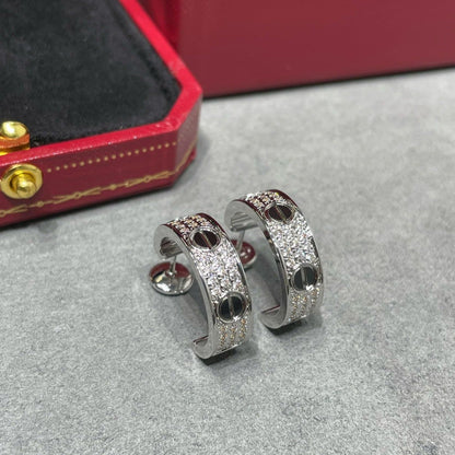 [Solara Jewelry ]LOVE セラミック ダイヤモンドパヴェ シルバーイヤリング