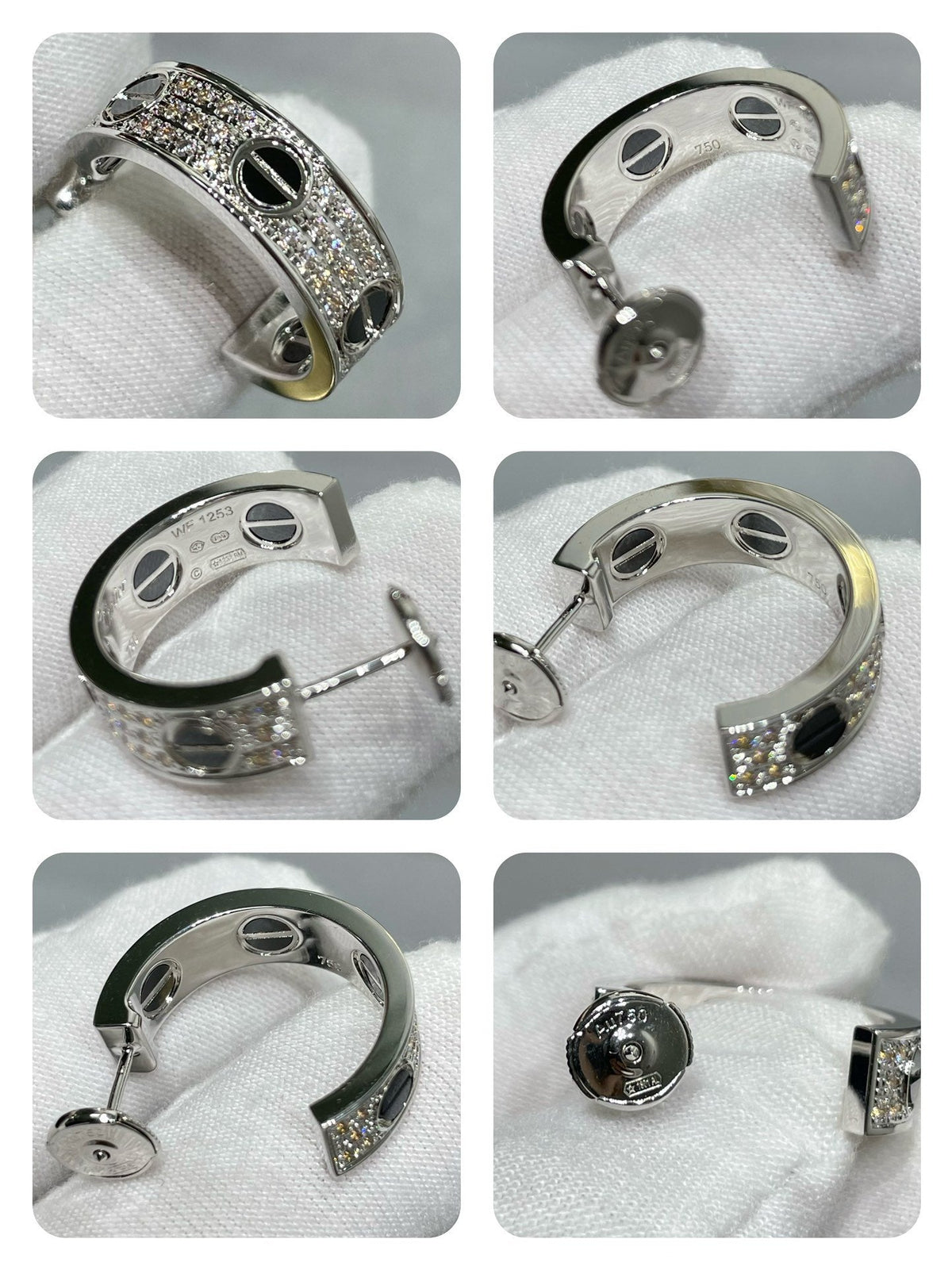 [Solara Jewelry ]LOVE セラミック ダイヤモンドパヴェ シルバーイヤリング