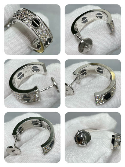 [Solara Jewelry ]LOVE セラミック ダイヤモンドパヴェ シルバーイヤリング
