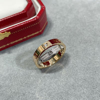 [Solara Jewelry ]LOVE PINK GOLD SILVER DIAMOND DOUBLE RING