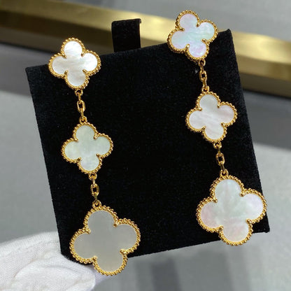 [Solara Jewelry ]クローバーマザーオブパール 3モチーフ ゴールドイヤリング