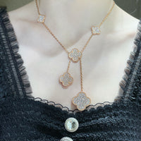 [Solara Jewelry ]CLOVER 6 MOTIF DIAMOND PAVED NECKLACE