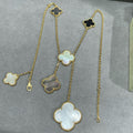 [Solara Jewelry ]クローバー6モチーフ マザーオブパール オニキス ゴールド ネックレス
