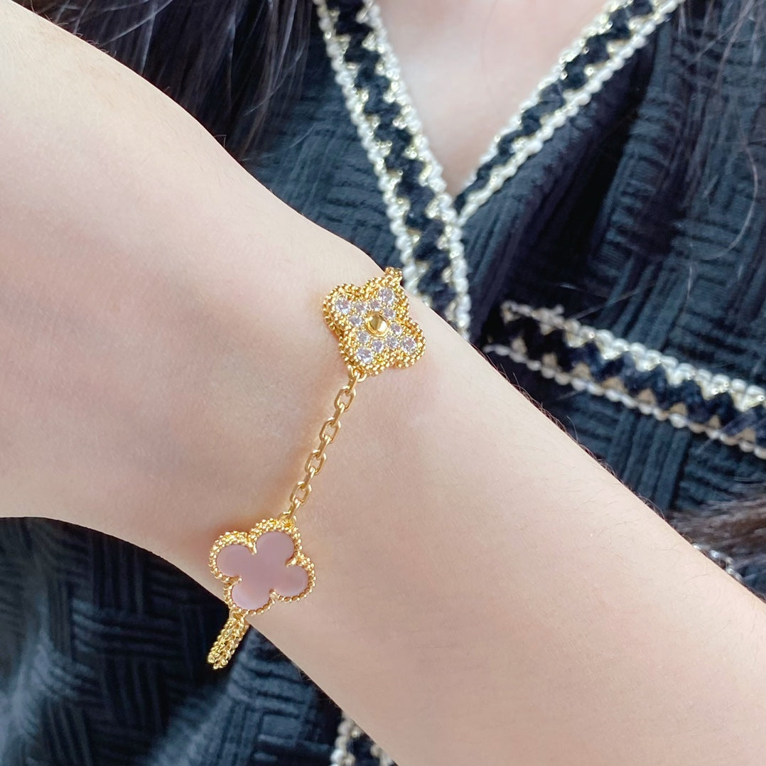 [Solara Jewelry] KLEEBRAUM 5 MOTIV DIAMANT PINK MOP PINKGOLD ARMREIF