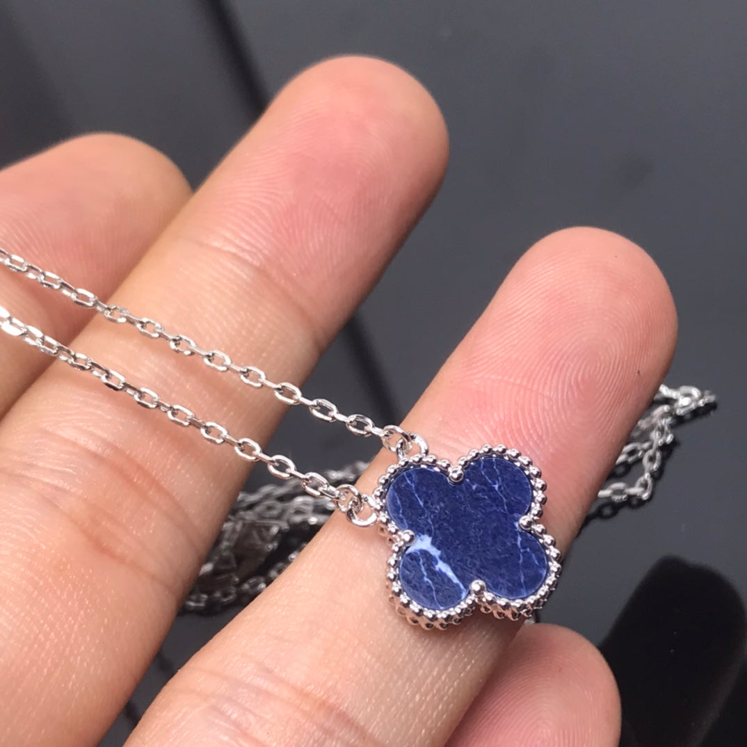 [Solara Jewelry ]CLOVER PIETERSITE SILVER LONG NECKLACE