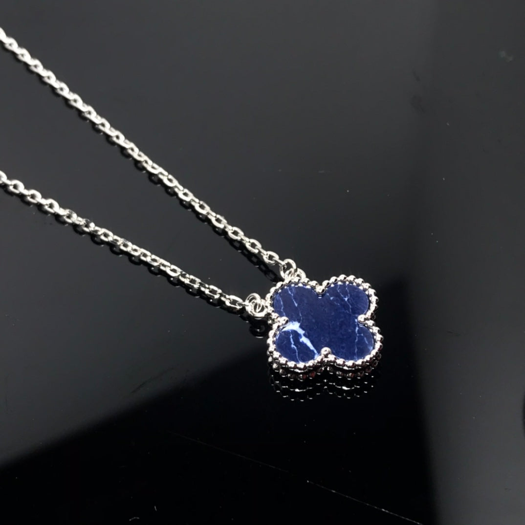 [Solara Jewelry ]CLOVER PIETERSITE SILVER LONG NECKLACE