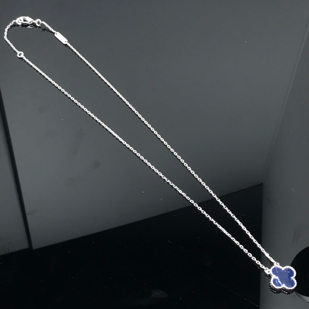 [Solara Jewelry ]CLOVER PIETERSITE SILVER LONG NECKLACE