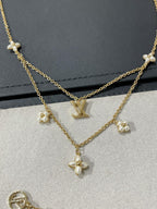 [Solara Jewelry ]BLUMENAGRAMM GOLD MOP DOPPELREIHIGE HALSKETTE