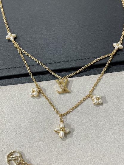 [Solara Jewelry ]BLUMENAGRAMM GOLD MOP DOPPELREIHIGE HALSKETTE