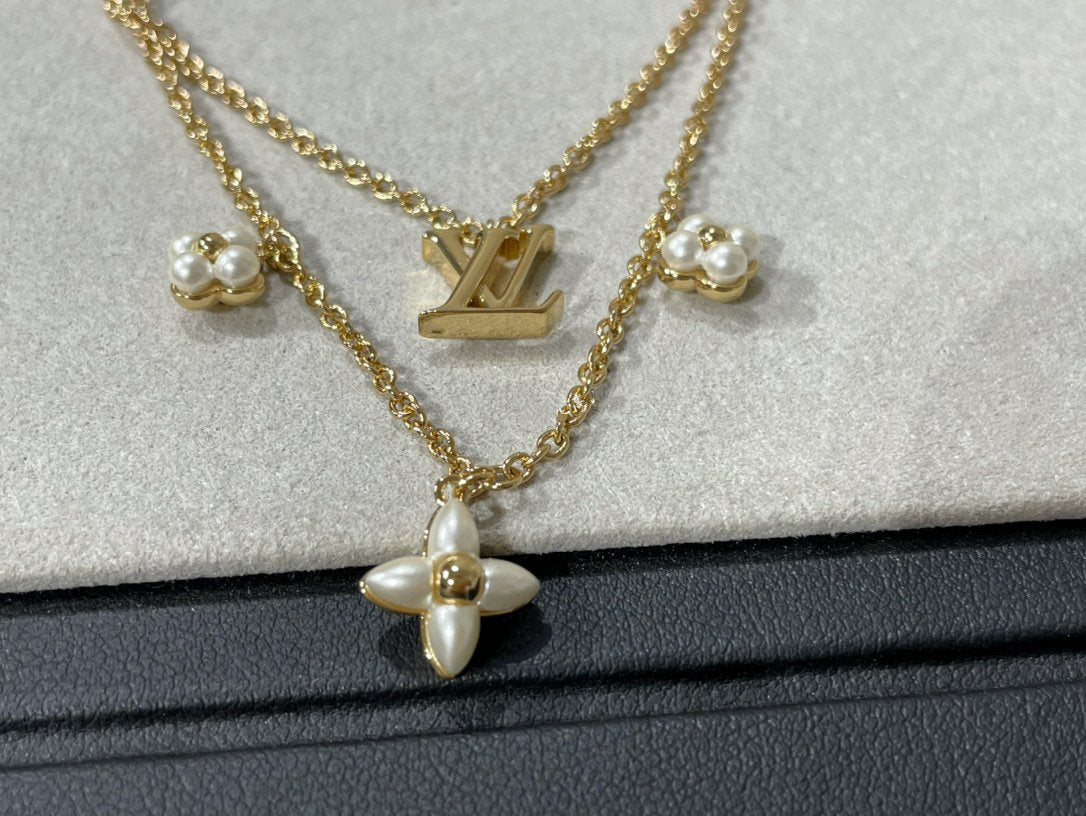 [Solara Jewelry ]BLUMENAGRAMM GOLD MOP DOPPELREIHIGE HALSKETTE