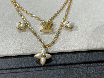[Solara Jewelry ]BLUMENAGRAMM GOLD MOP DOPPELREIHIGE HALSKETTE