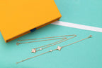 [Solara Jewelry ]STAR PINK MOP 1 DIAMOND PINK GOLD NECKLACE