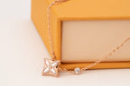 [Solara Jewelry ]STAR PINK MOP 1 DIAMOND PINK GOLD NECKLACE