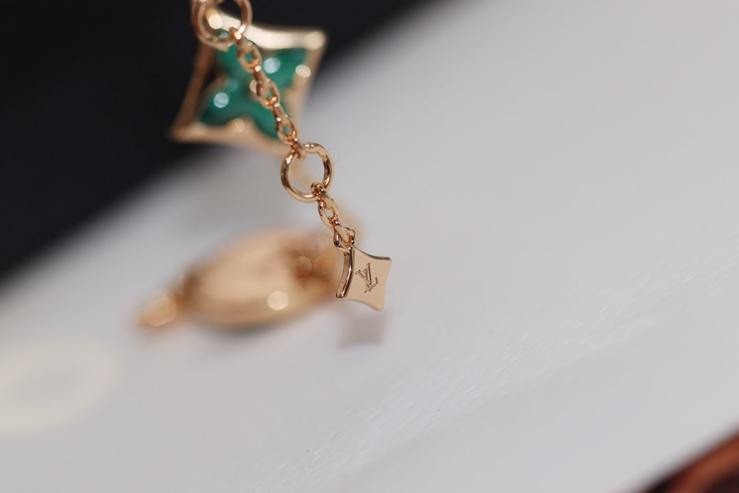 [Solara Jewelry ]スター＆サン 4モチーフ ピンクゴールド マラカイト ブレスレット