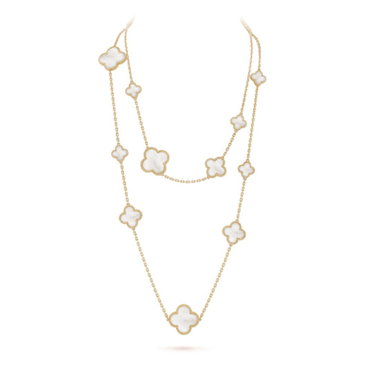 [Solara Jewelry ]KLEE 16 MOTIV WEISSER PERLMUTT GOLDHALSKEТTE