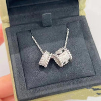 [Solara Jewelry ]PERLEE DOUBLE PENDANT SILVER DIAMOND NECKLACE
