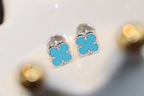 [Solara Jewelry ]CLOVER MINI TURQUOISE SILVER STUD EARRINGS
