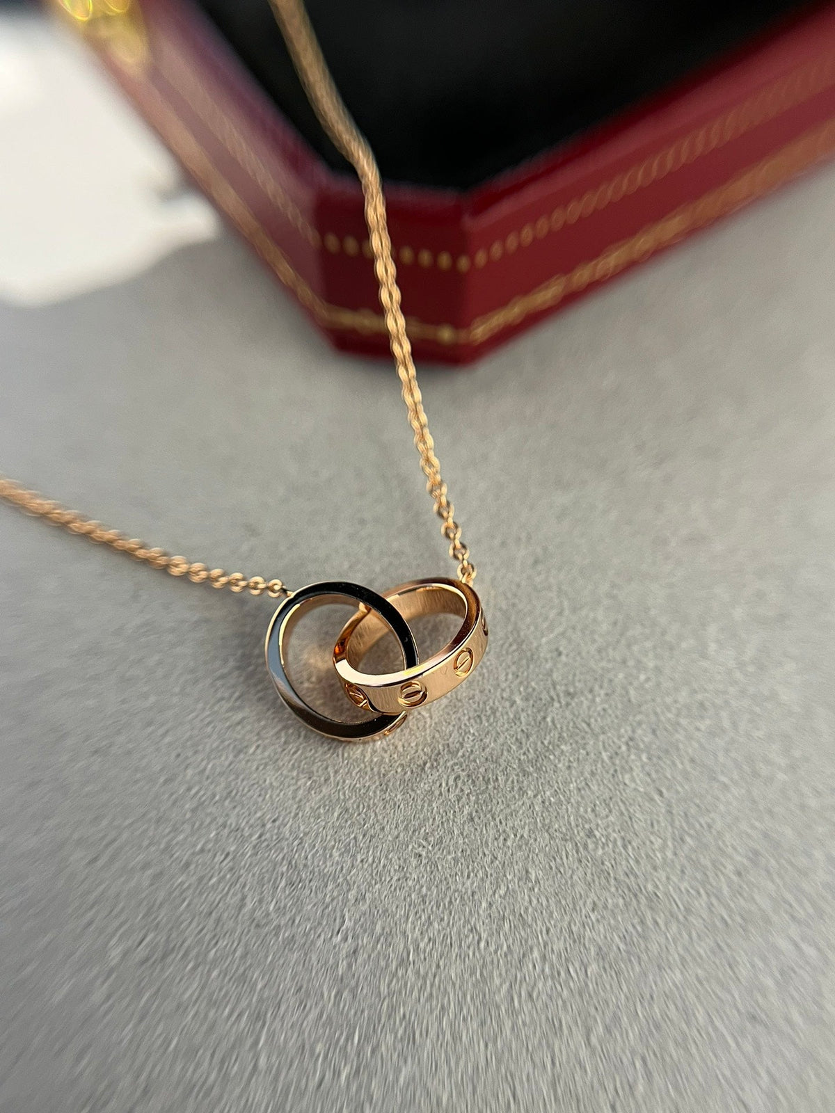 [Solara Schmuck ]LIEBESKETTE DOPPELRING ROSÉGOLD