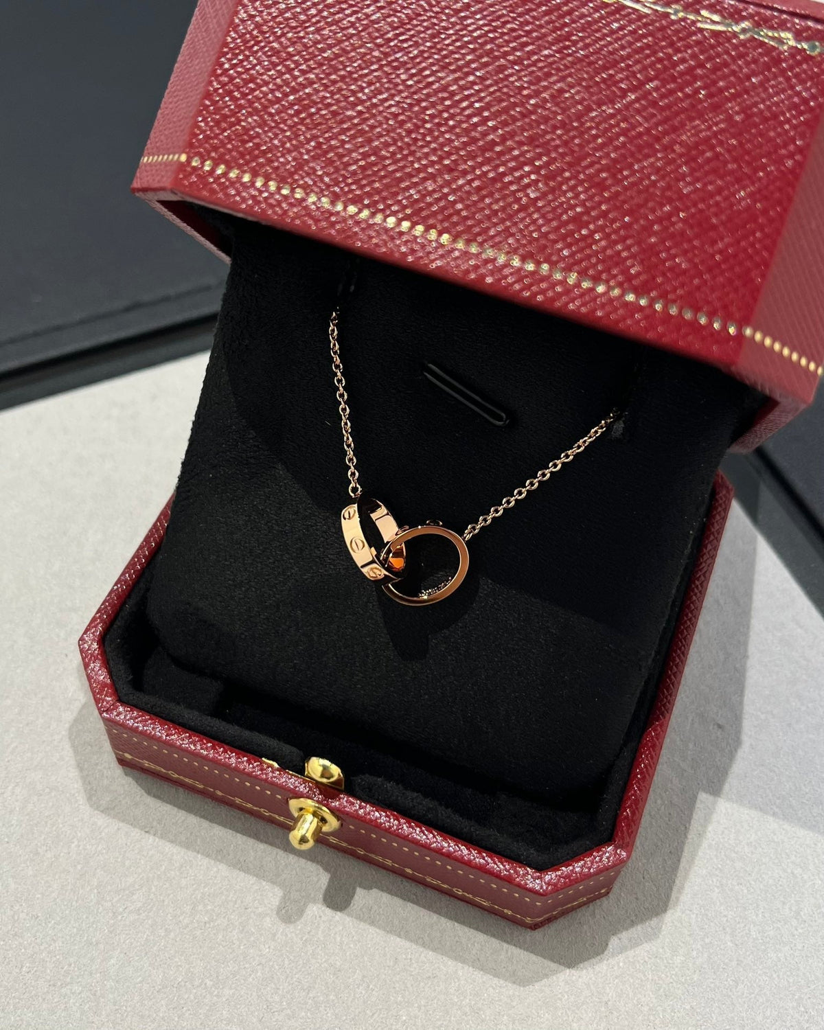 [Solara Schmuck ]LIEBESKETTE DOPPELRING ROSÉGOLD