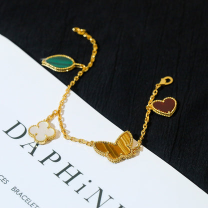[Solara Jewelry ]ラッキースプリング 5モチーフ ゴールドブレスレット