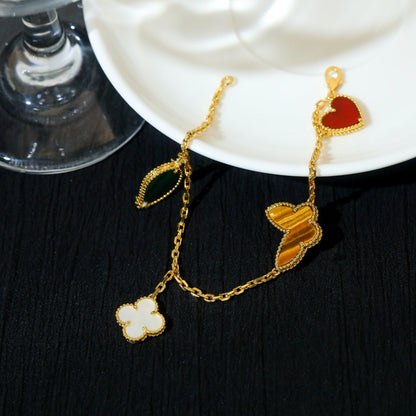 [Solara Jewelry ]ラッキースプリング 5モチーフ ゴールドブレスレット