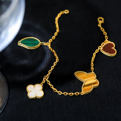 [Solara Jewelry ]ラッキースプリング 5モチーフ ゴールドブレスレット