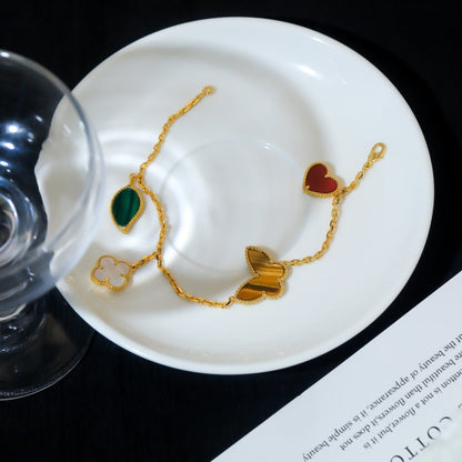 [Solara Jewelry ]ラッキースプリング 5モチーフ ゴールドブレスレット
