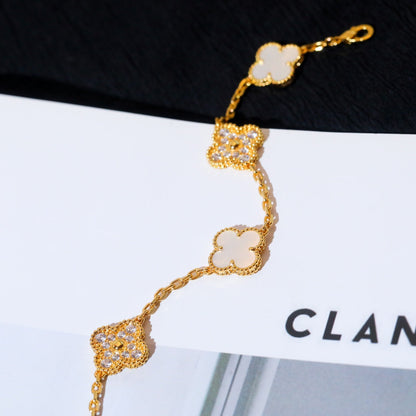 [Solara Jewelry ]KLEEBRACHTBAND 5 MOTIV WEISSES PERLMUTT DIAMANT