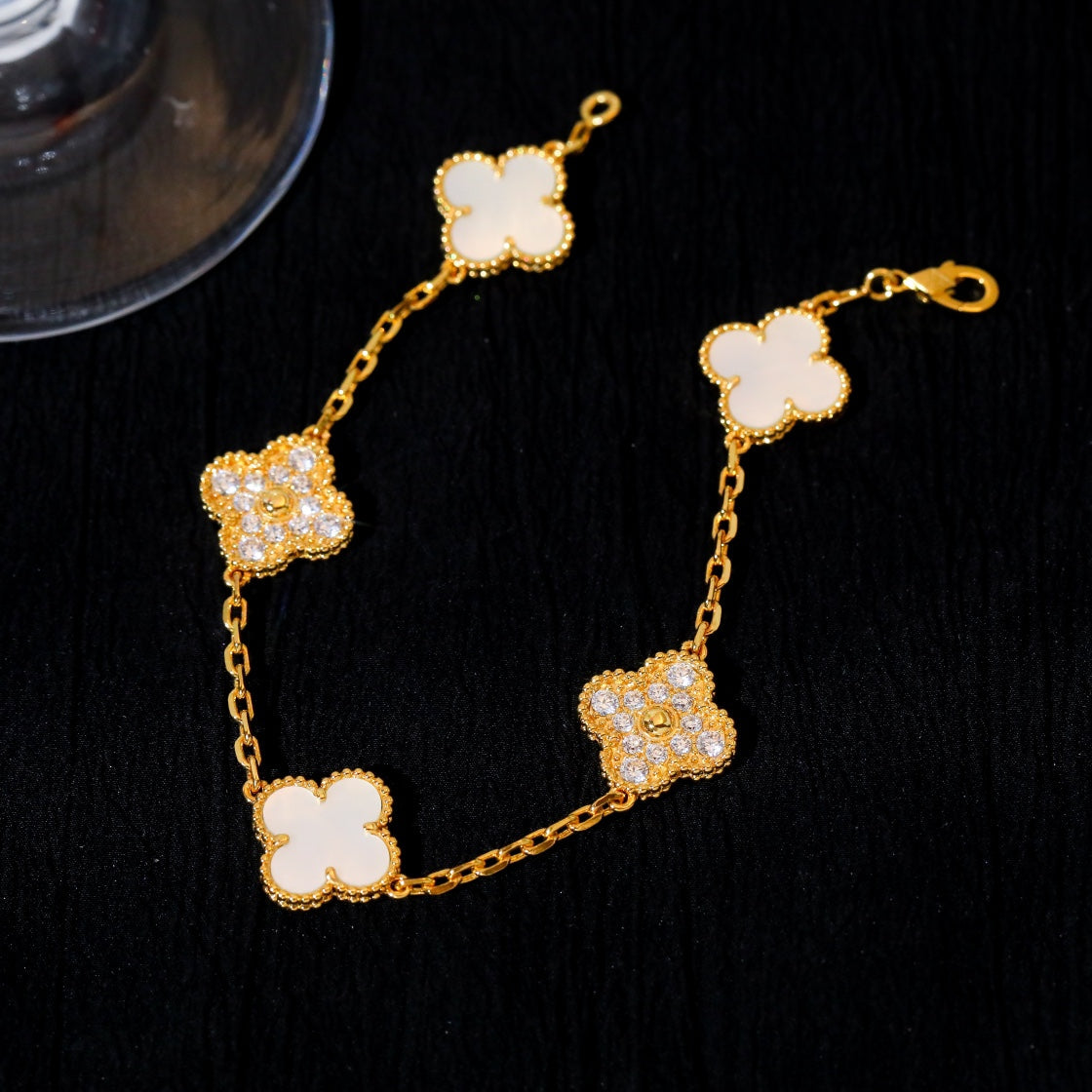 [Solara Jewelry ]KLEEBRACHTBAND 5 MOTIV WEISSES PERLMUTT DIAMANT