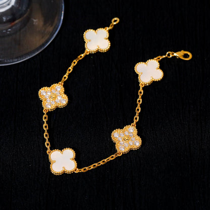 [Solara Jewelry ]KLEEBRACHTBAND 5 MOTIV WEISSES PERLMUTT DIAMANT