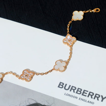 [Solara Jewelry ]KLEEBRACHTBAND 5 MOTIV WEISSES PERLMUTT DIAMANT
