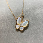 [Solara Jewelry ]バタフライ マザーオブパール ダイヤモンド ネックレス