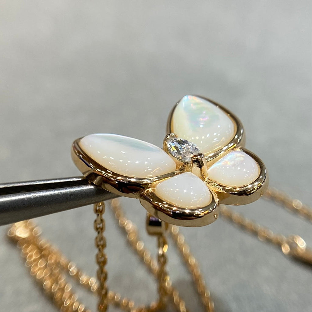 [Solara Jewelry ]バタフライ マザーオブパール ダイヤモンド ネックレス
