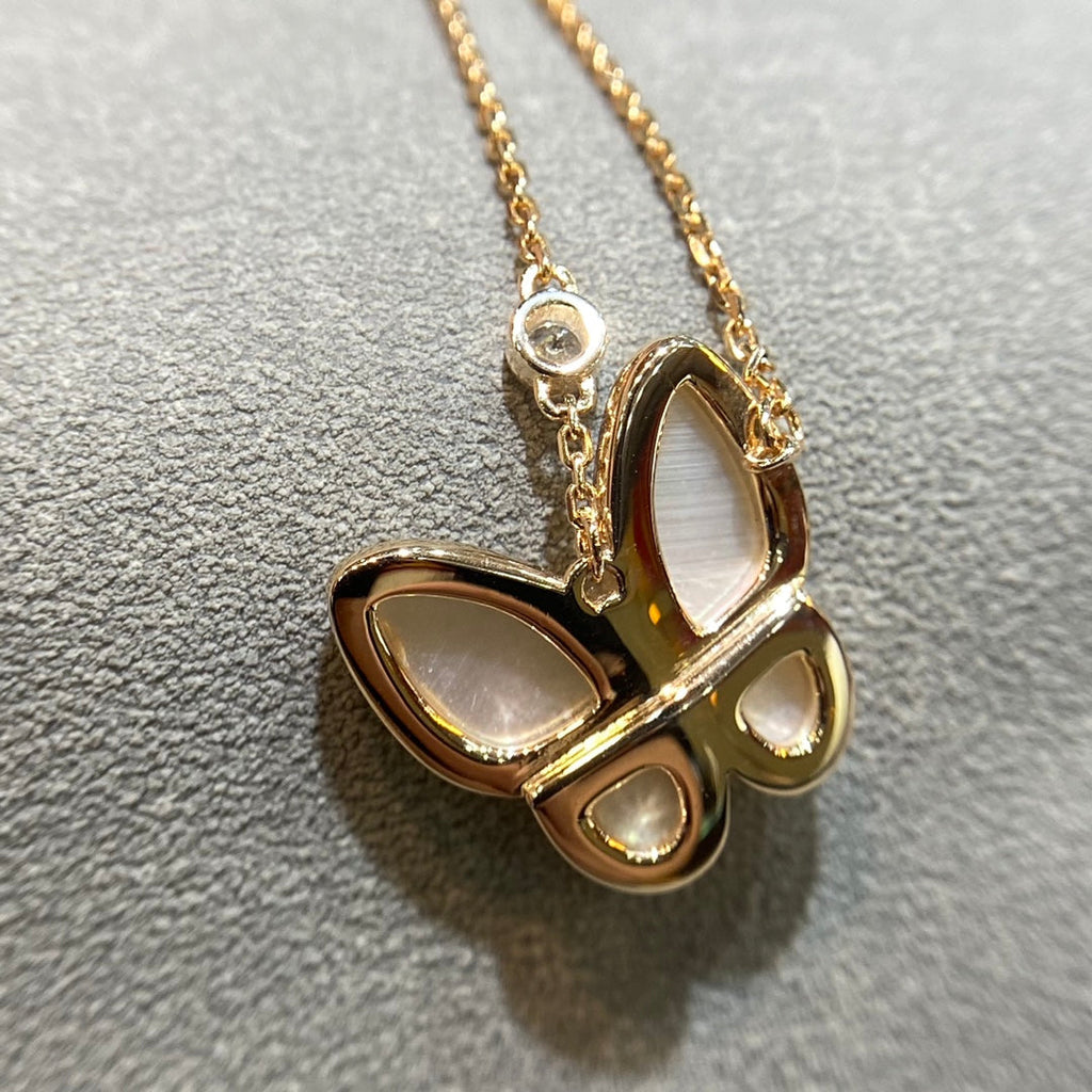 [Solara Jewelry ]バタフライ マザーオブパール ダイヤモンド ネックレス