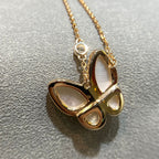 [Solara Jewelry ]バタフライ マザーオブパール ダイヤモンド ネックレス