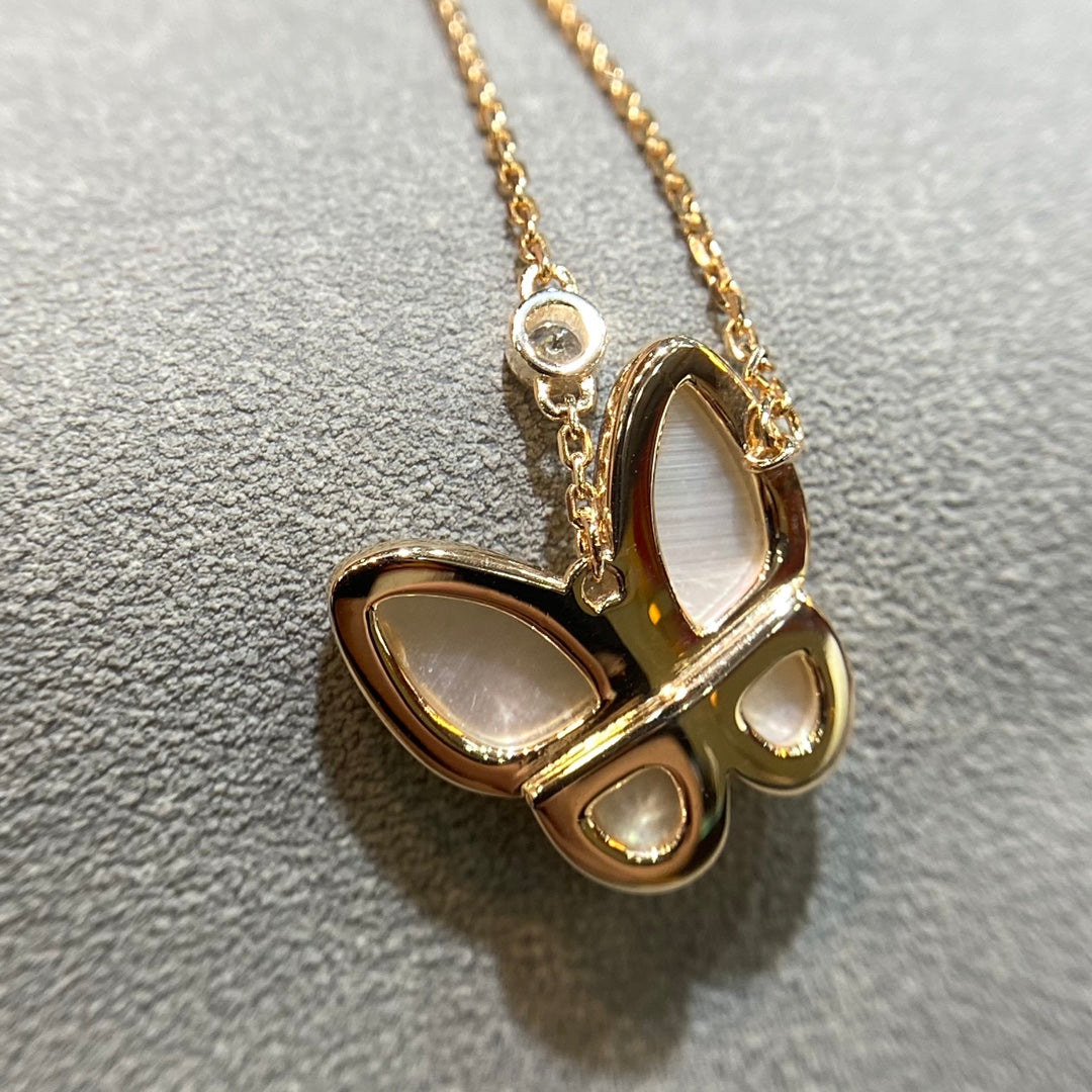 [Solara Jewelry ]バタフライ マザーオブパール ダイヤモンド ネックレス
