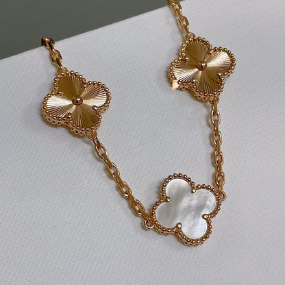 [Solara Jewelry ]KLEEBRACHLETT 5 MOTIV WEISSE PERLMUTT ROSEGOLD