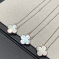 [Solara Jewelry ]CLOVER MEDIUM SILVER WHITE MOP NECKLACE
