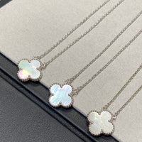 [Solara Jewelry ]CLOVER MEDIUM SILVER WHITE MOP NECKLACE