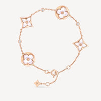 [Solara Jewelry ]STAR AND SUN 4 MOTIF WHITE MOP PINK GOLD BRACELET