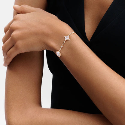 [Solara Jewelry ]STAR AND SUN 4 MOTIF WHITE MOP PINK GOLD BRACELET