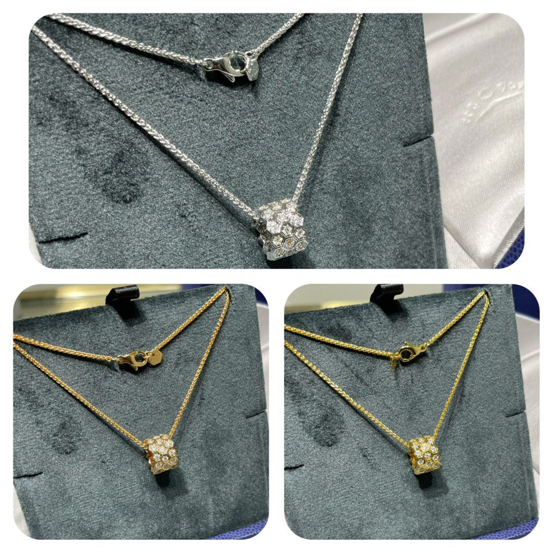 [Solara Jewelry ]BEE LOVE DIAMOND PAVED 3 ROW NECKLACE