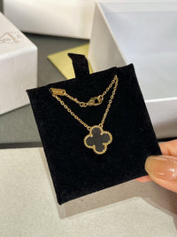 [Solara Jewelry ]CLOVER ROCK CRYSTAL ROSE GOLD NECKLACE