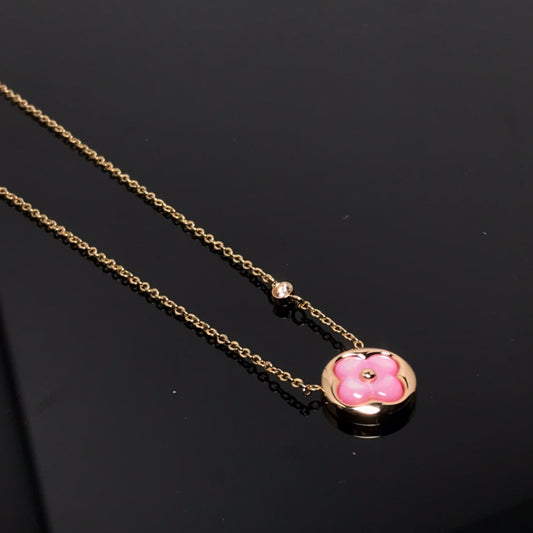 [Solara Jewelry ]カラーブロッサム ピンクMOP サンゴールドネックレス
