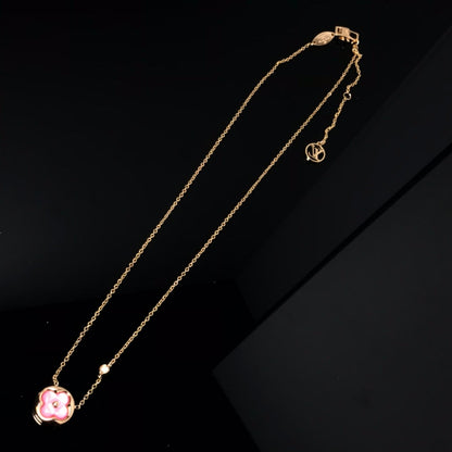 [Solara Jewelry ]COLOR BLOSSOM PINK MOP SUN GOLD NECKLACE