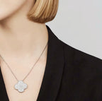 [Solara Jewelry] クローバー 25mm ラージペンダント ダイヤモンドパヴェ シルバーネックレス
