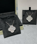 [Solara Jewelry] クローバー 25mm ラージペンダント ダイヤモンドパヴェ シルバーネックレス